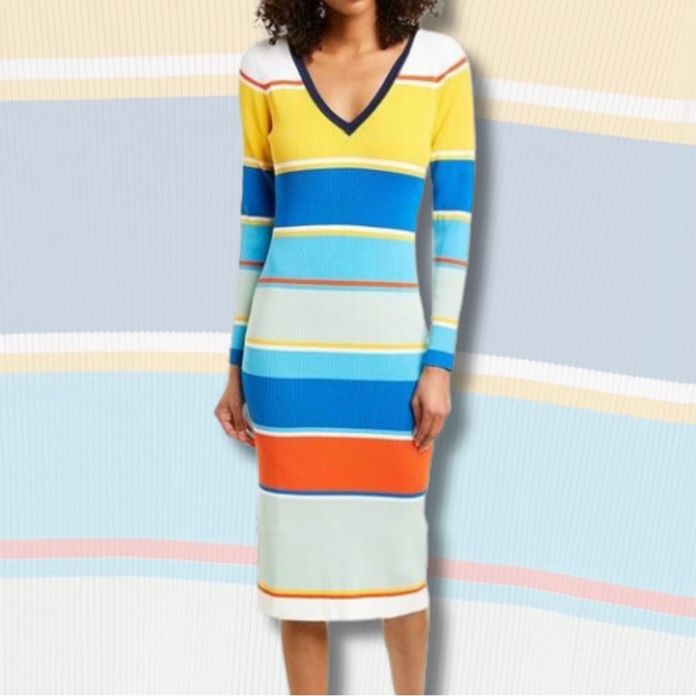 J. Crew Multicolor Striped Long Sleeve Dress